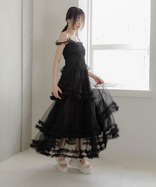 チュールフリルキャミワンピース