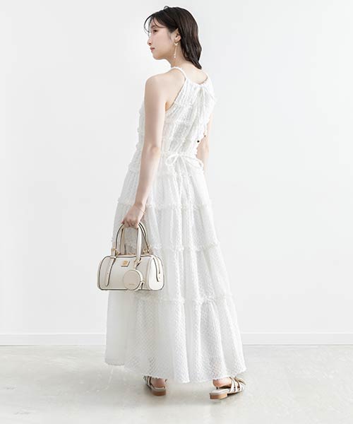 フリンジジャガードフリルキャミワンピース