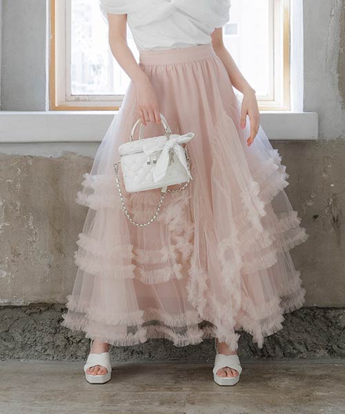 フリルティアードチュールスカート