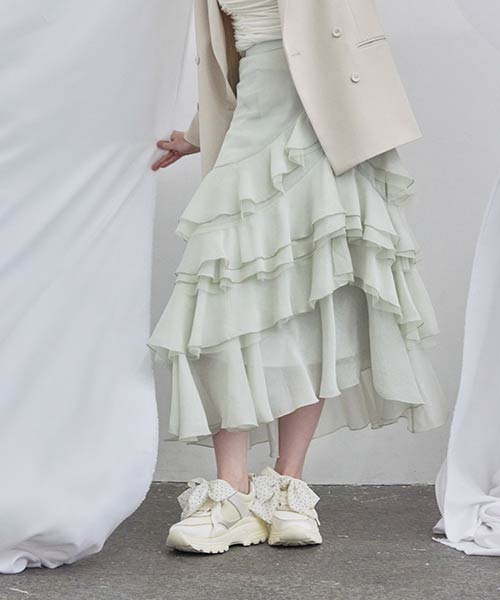 シアーティアードフレアスカート