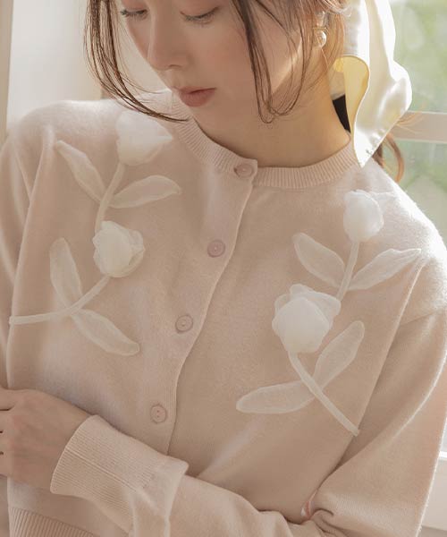 【Tulip Collection】フラワーモチーフカーディガン