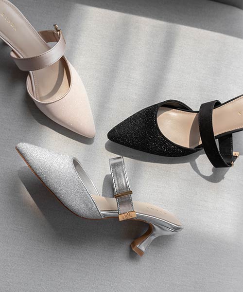 【SALE】ゴールドパーツミュールパンプス