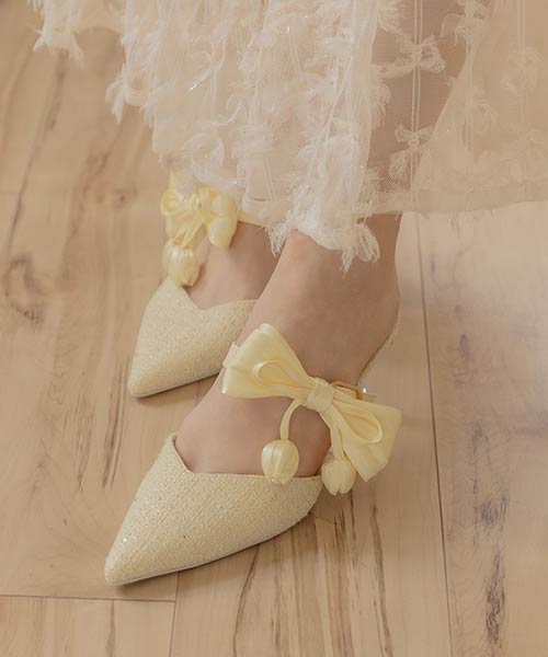 【Tulip Collection】2WAY チューリップリボンミュールパンプス