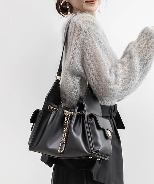 【再入荷】巾着デザインショルダーバッグ