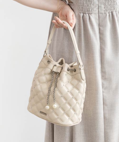 2WAY ビジューキルティングショルダーバッグ