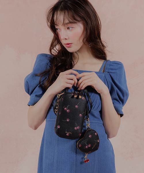 【Cherry&Strawberry】ハートポーチ付き2WAYマルチショルダーバッグ