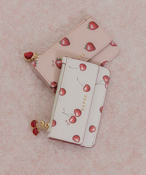 【Cherry&Strawberry】チャーム付きフラップフラグメントケース