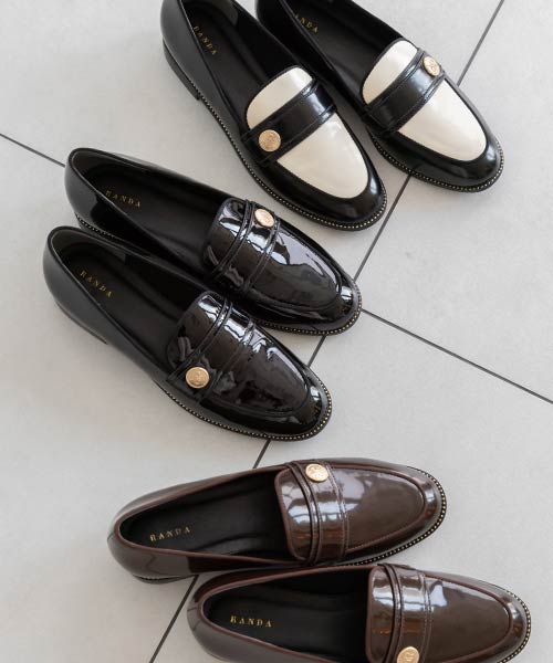 【SALE】晴雨兼用 モノグラムパーツローファーシューズ