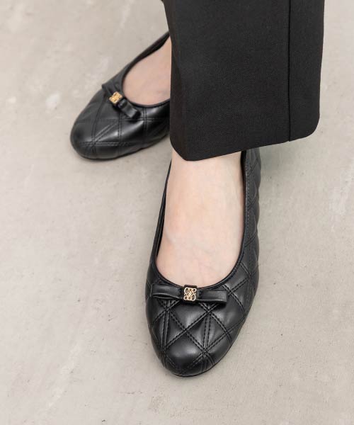 【SALE】キルティングラウンドトゥフラットパンプス