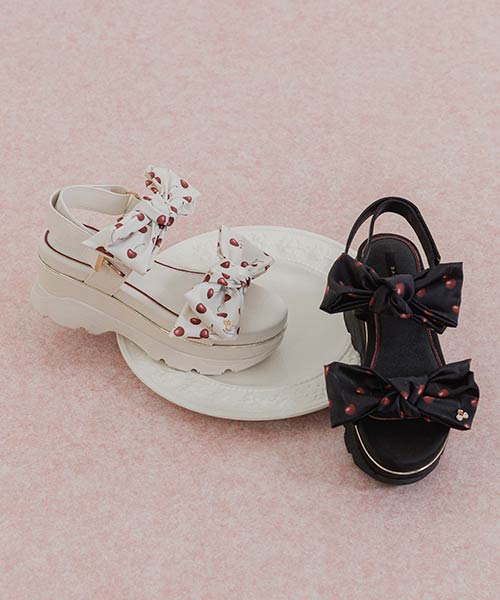 【再入荷】【Cherry&Strawberry】チェリープリントリボンスポーツサンダル